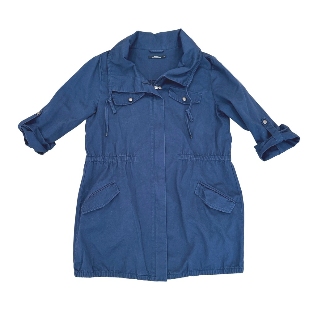 Semir Anorak Jacket‎ Drawstring Waist Utility Coat Roll Tab Sleeve Navy Blue XL